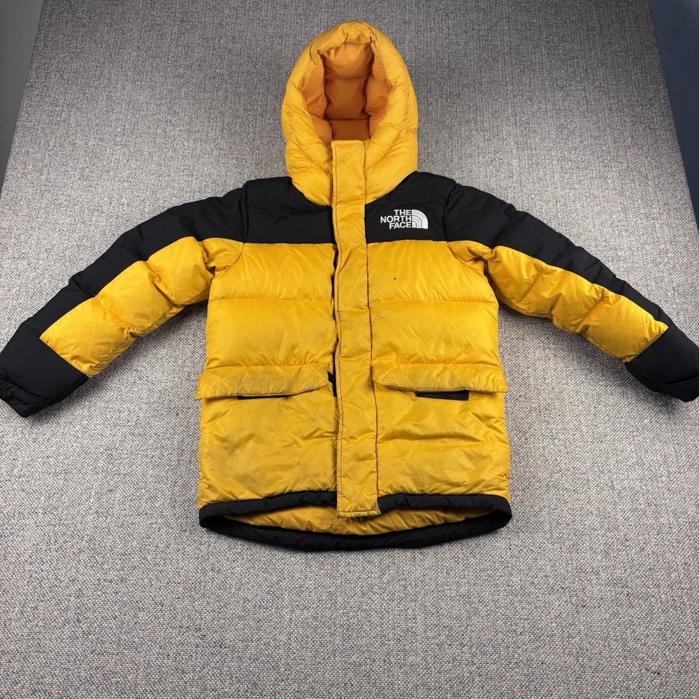 The North Face Youth Himalayan Down Parka Jacket Yellow Black Kids Size M